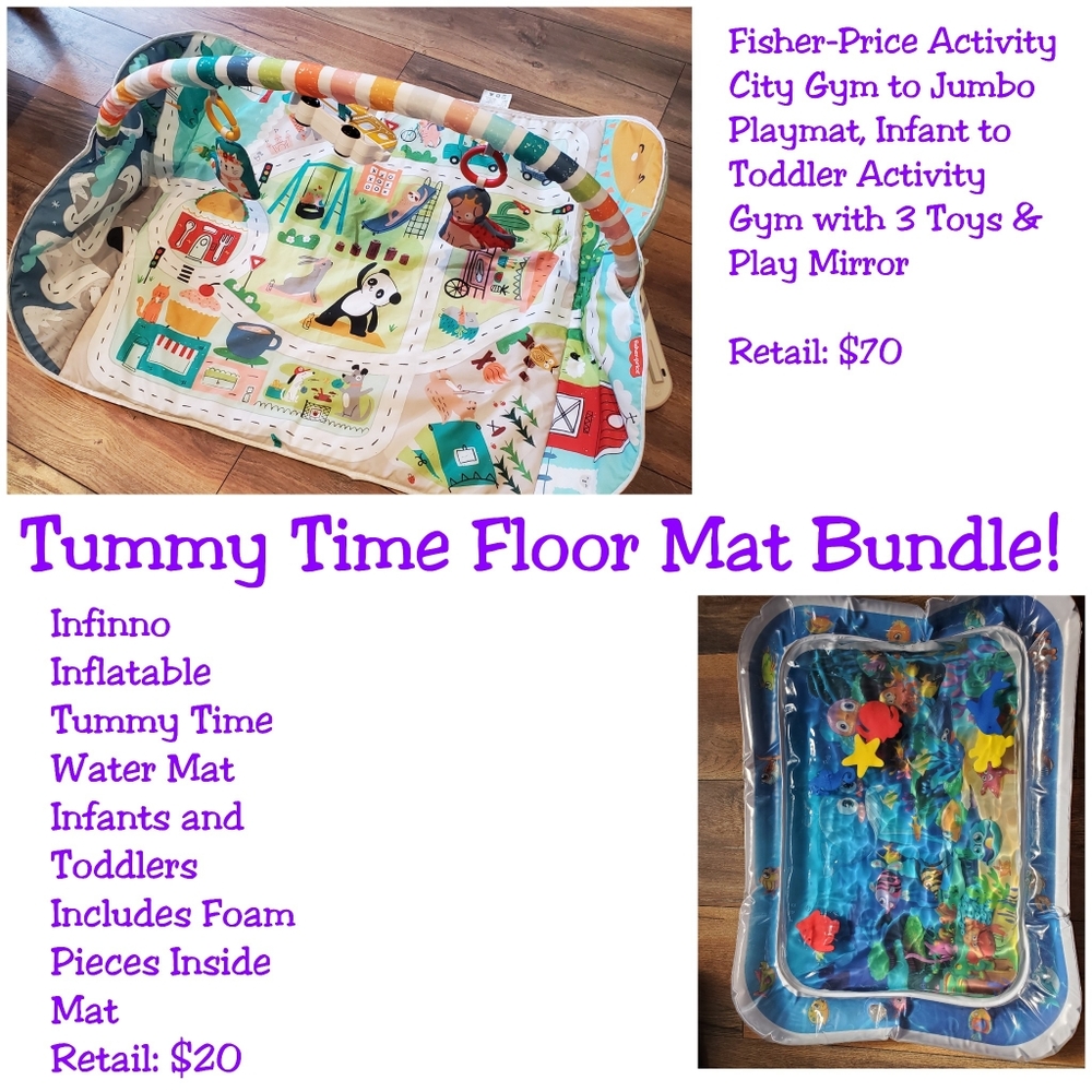 Tummy Time Floor Mat Bundle (Fisher-Price & Infinno Water Mat)